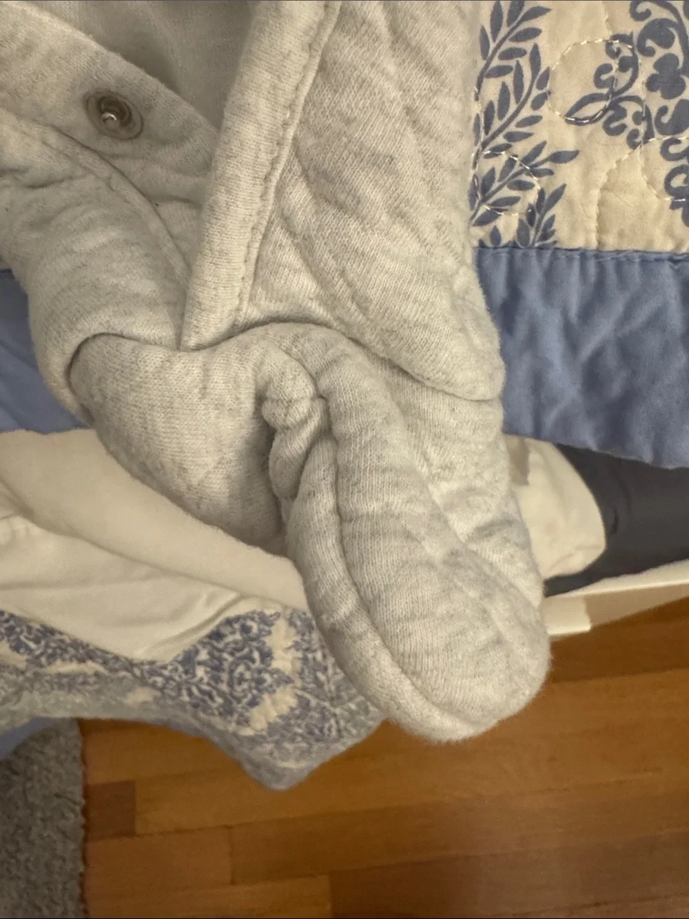 Carter's Light Heather Gray Quilted Hooded Baby One-Piece
